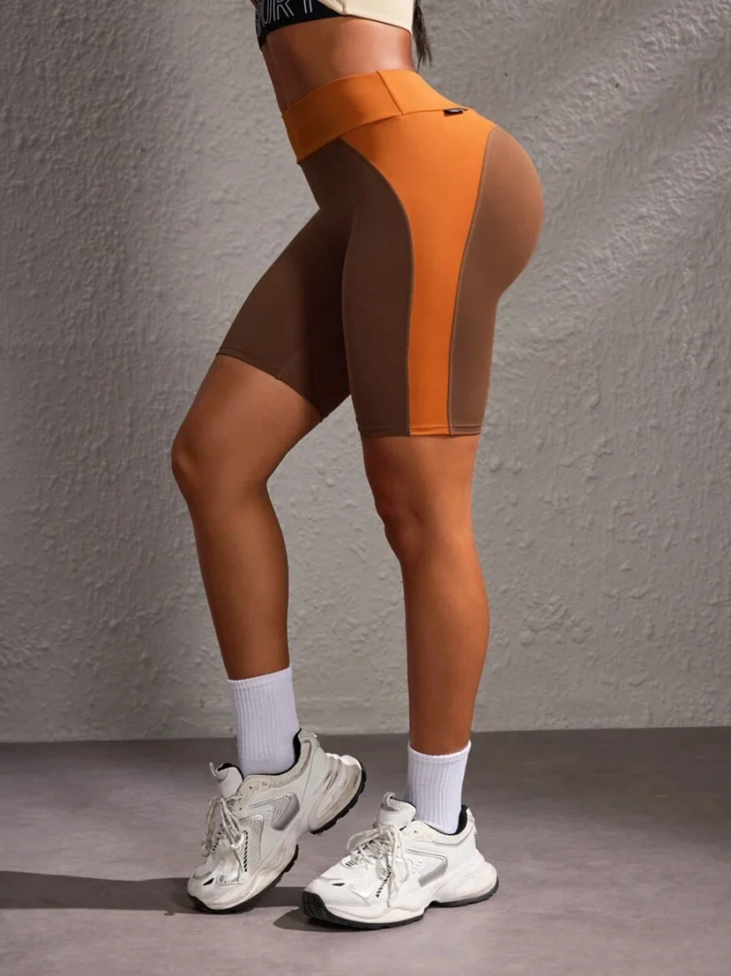 Cinching Solid Color Patchwork Minimalist Sports Shorts