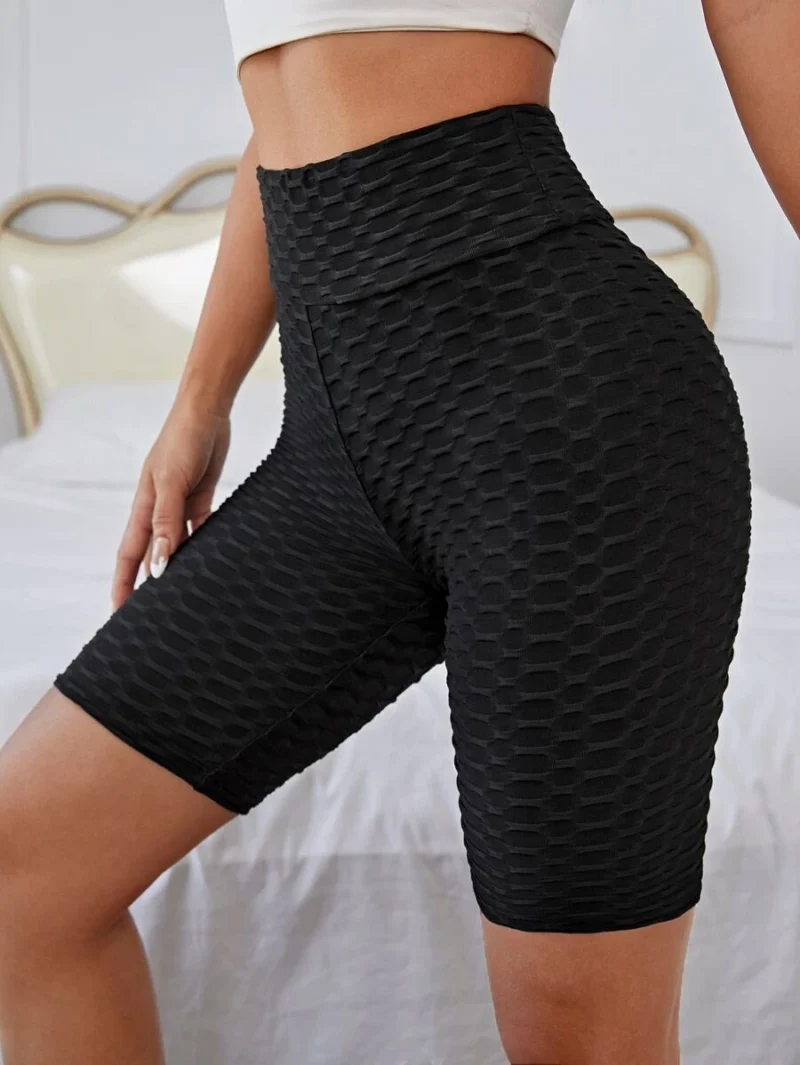 Honeycomb Textured Scrunch Butt Biker Shorts