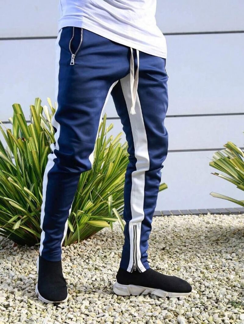 Zip Hem Drawstring Waist Sports Pants