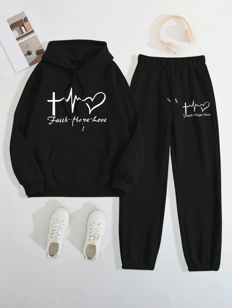 Slogan Graphic Kangaroo Pocket Drawstring
