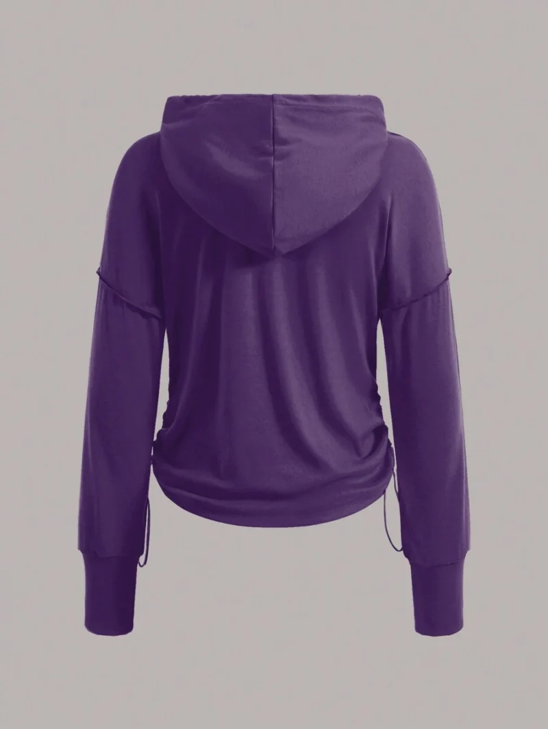 Solid Color Hollow Hoodie Long Sleeve Hoodie Purple Top