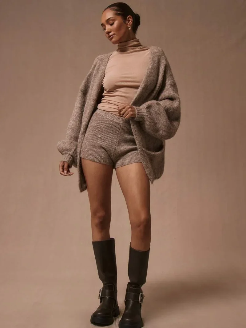 Western Knit Mini Sweater Shorts