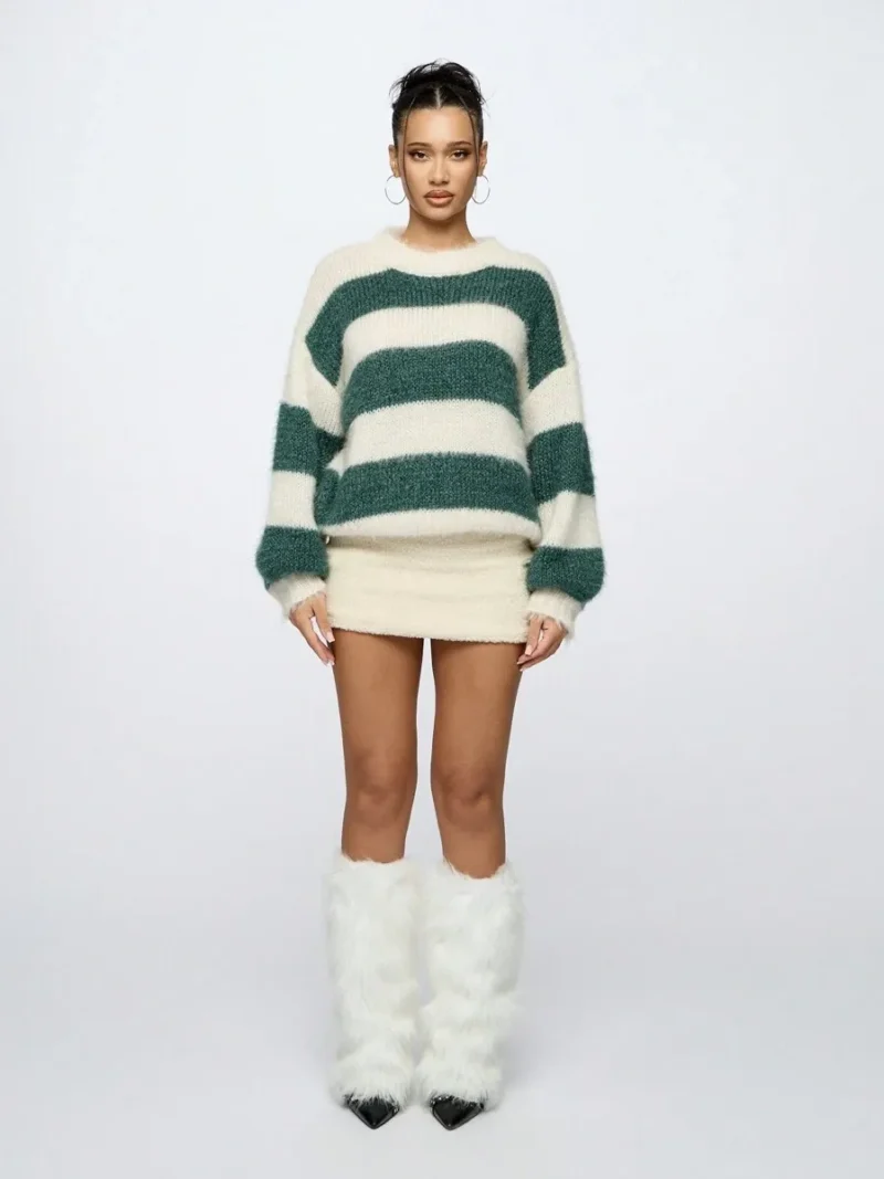 Knit Oversized Striped Pullover Winter Sweater