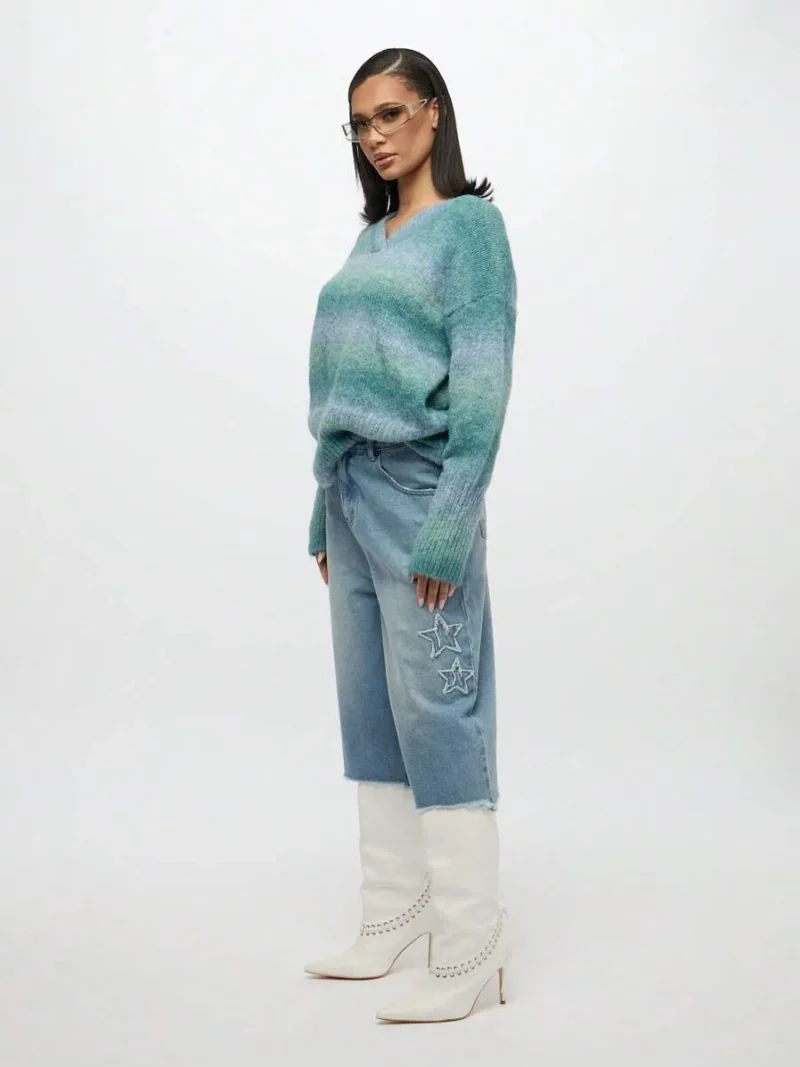 Mohair Blend V Neck Sweater Soft Winter Knitwear