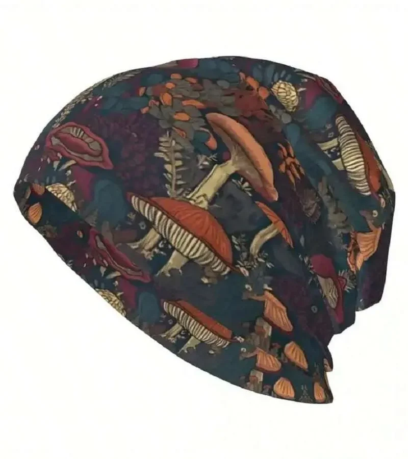 Mushroom Pattern Beanie Hat Windproof Pullover Cap