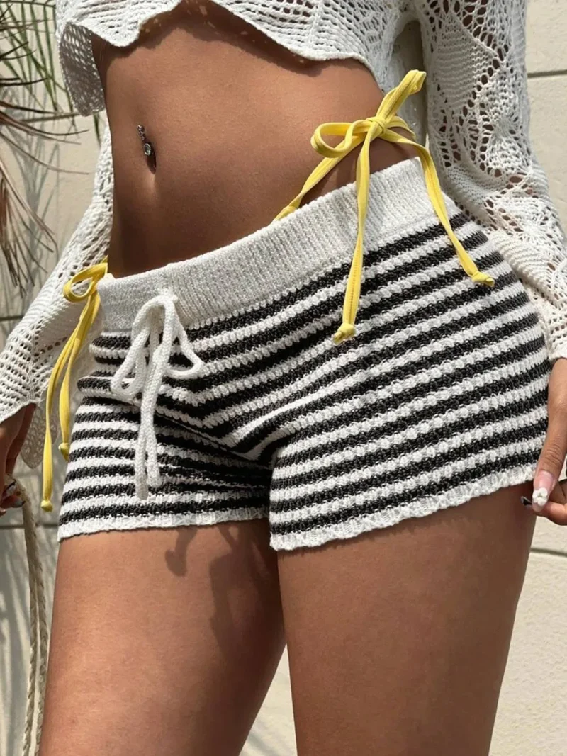 Casual Vintage Striped Knitted Shorts