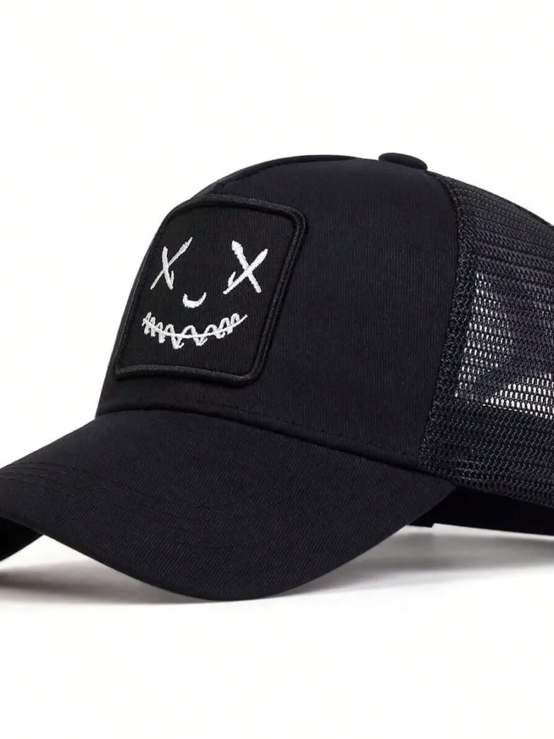 Face Embroidered Truck Driver Cap