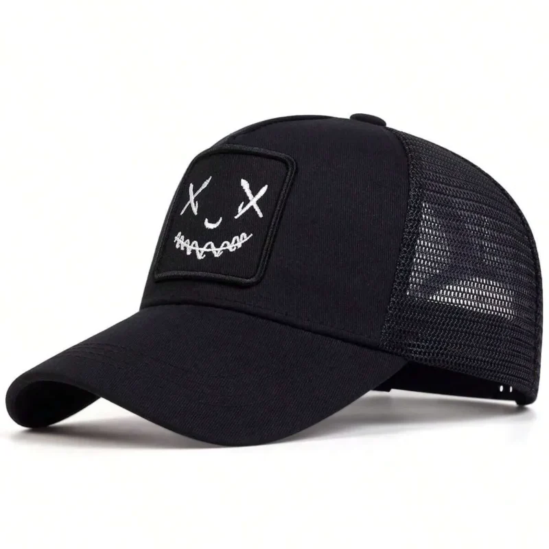 Face Embroidered Truck Driver Cap