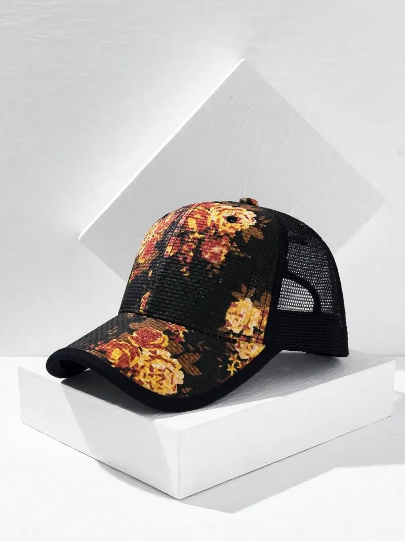 Floral Print Breathable Mesh Trucker Hat