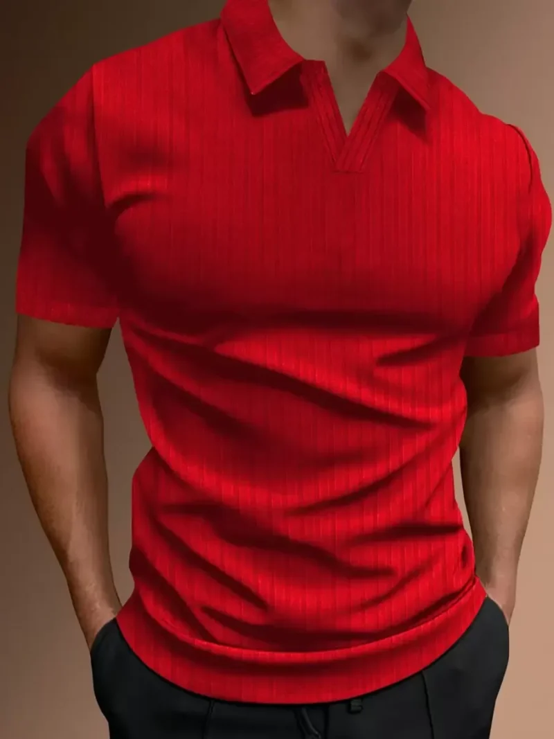 Manfinity Homme Men Solid Ribbed Knit Polo Shirt