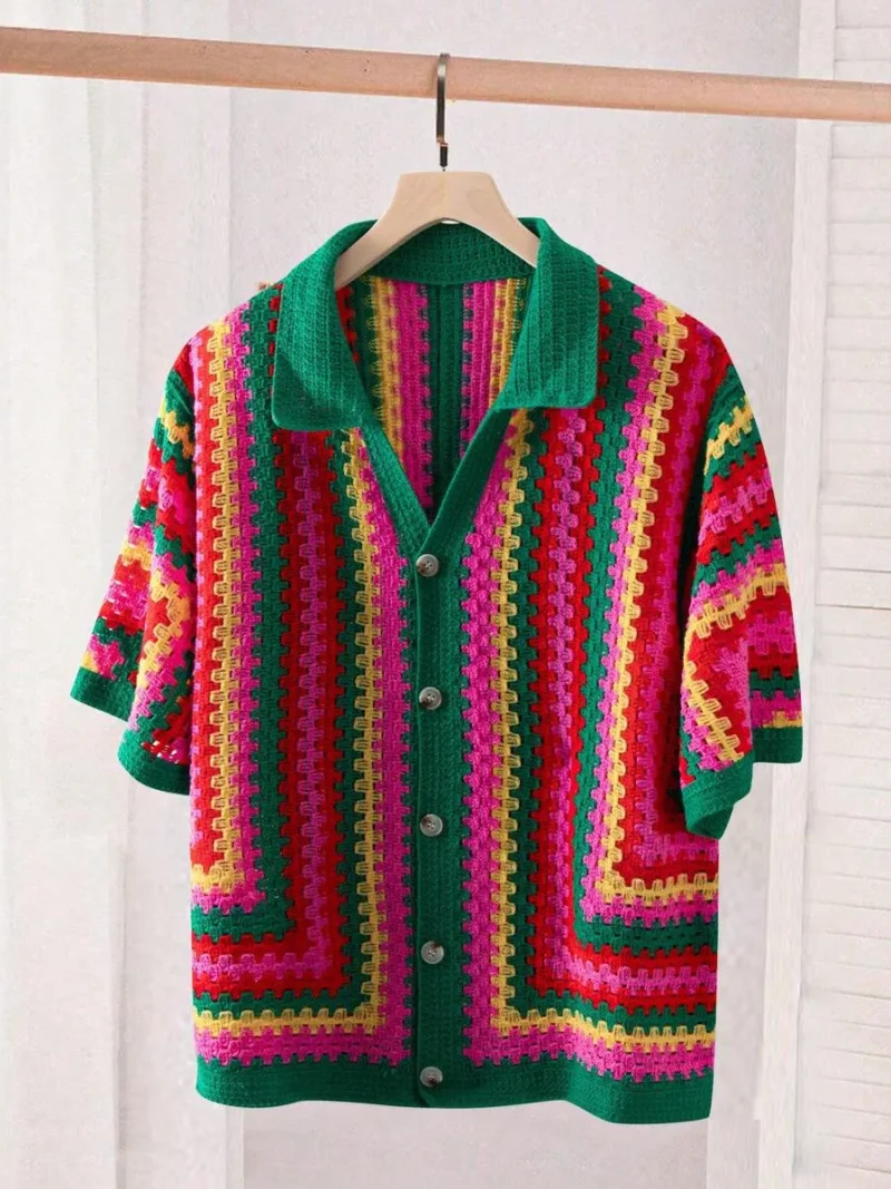 Fitted Casual Knitted Sweater With Turndown Collar