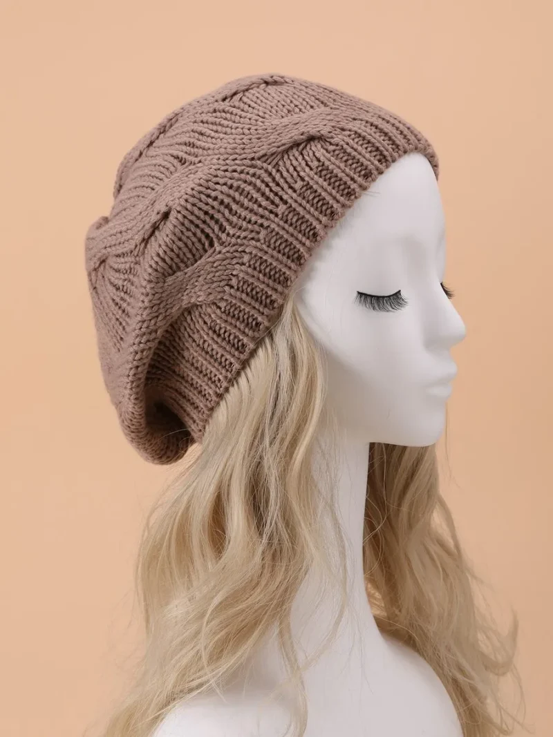 Solid Color Knitted Oversized Berets Lightweight Elastic Beanies