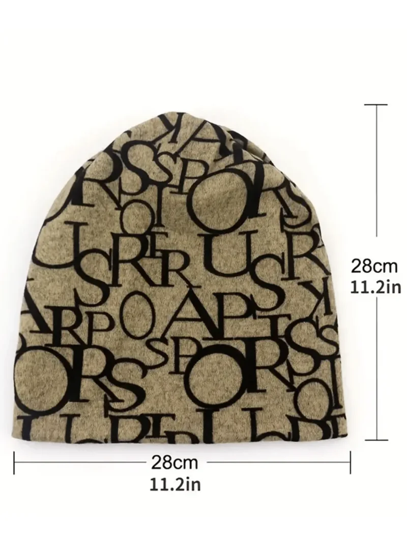 Solid Color Letter Jacquard Knit Beanie