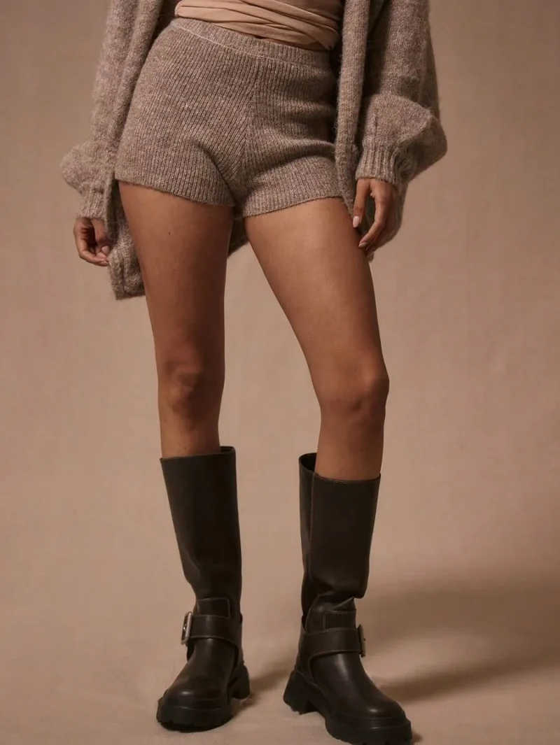 Western Knit Mini Sweater Shorts