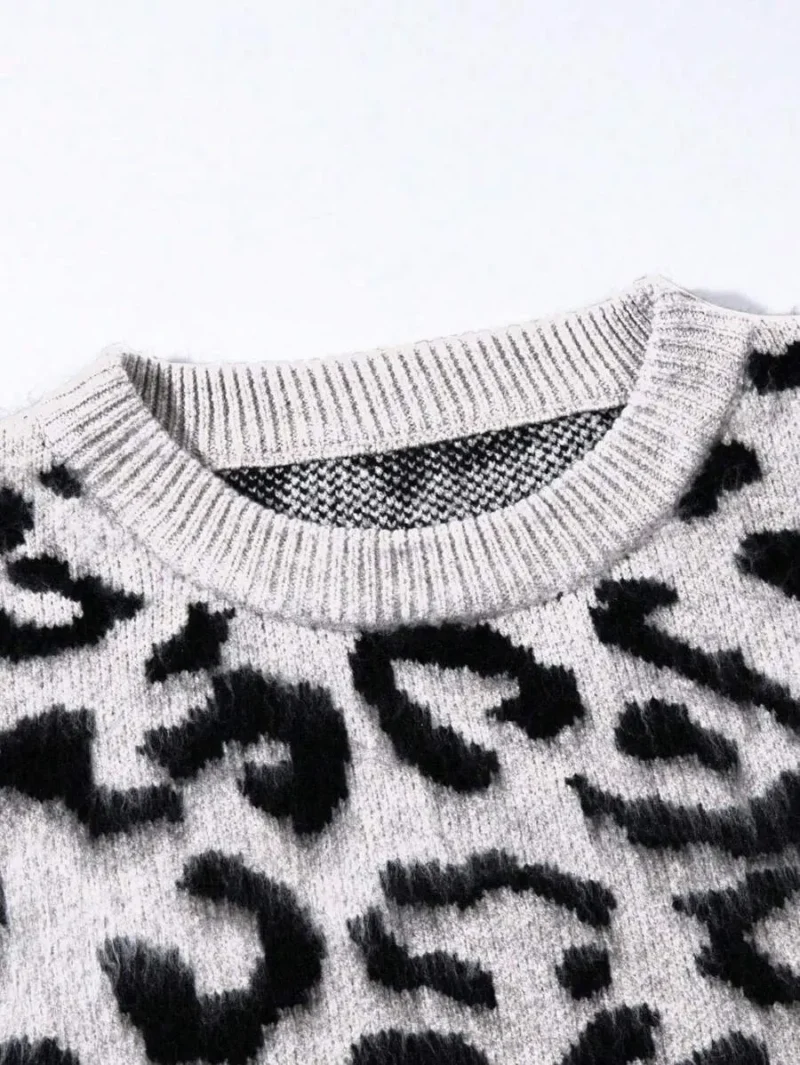 Leopard Patchwork Mohair Men Sweater