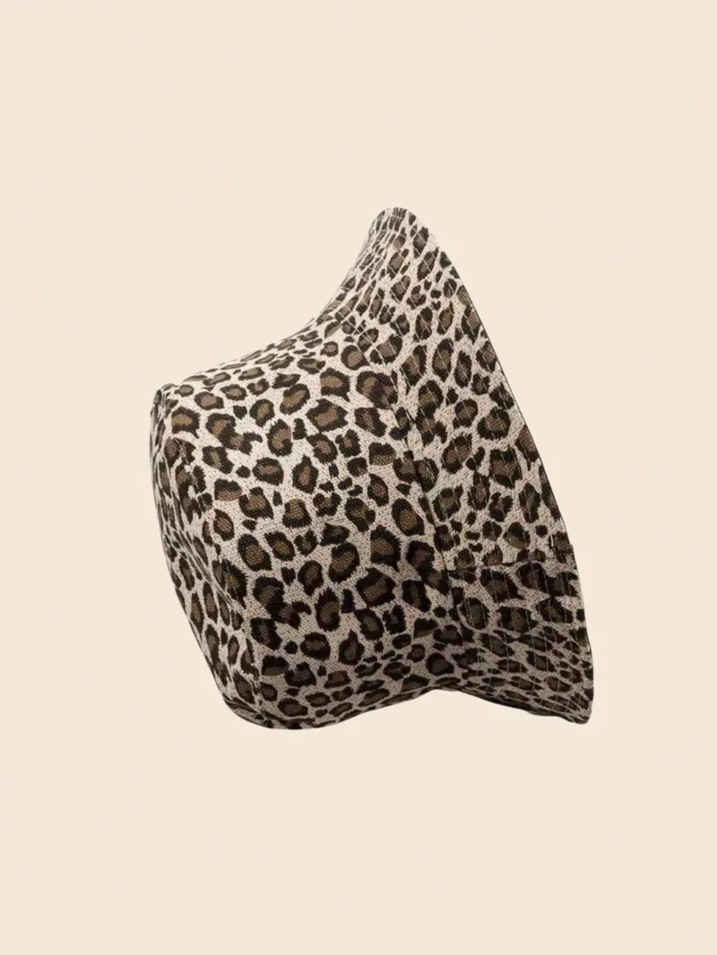 Leopard Print Linen Reversible Bucket Hat