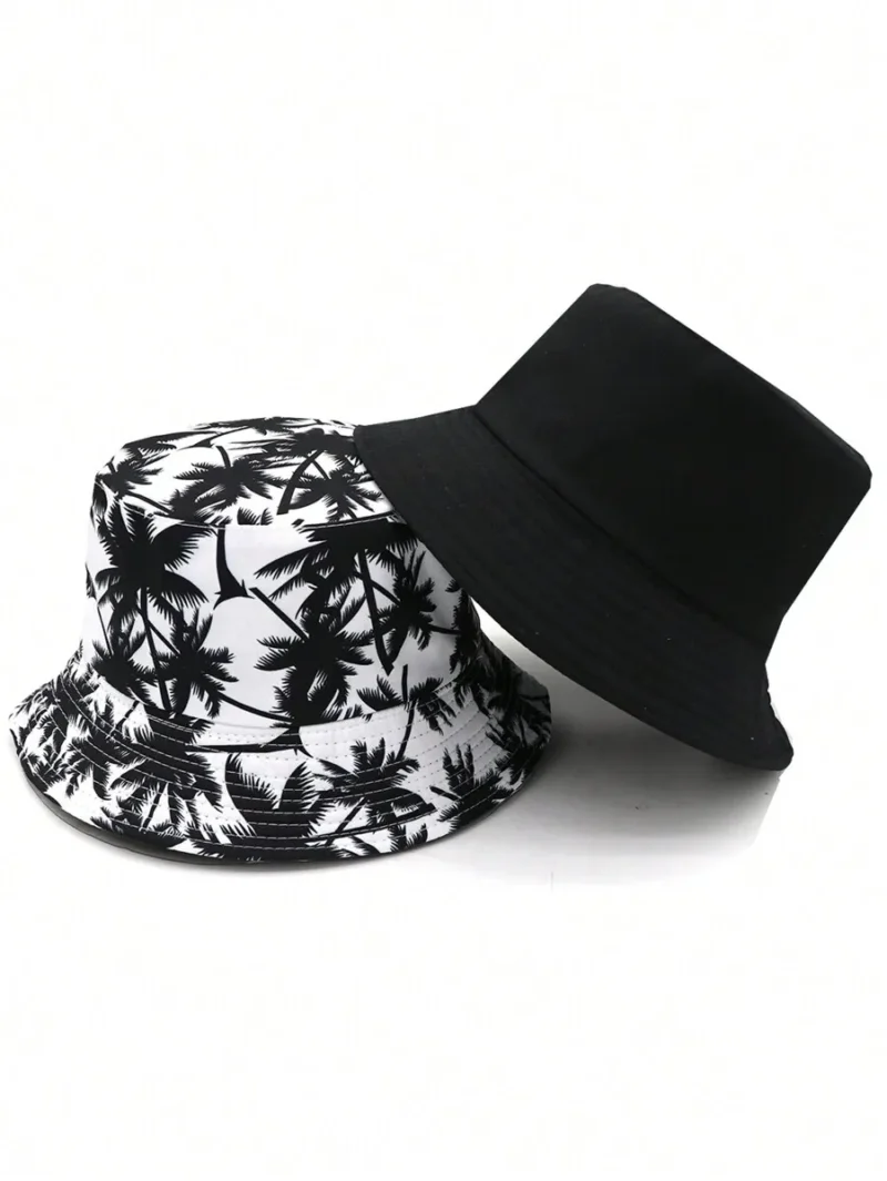 Palm Tree Pattern Printed Reversible Bucket Hat
