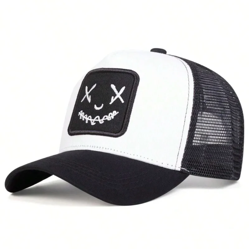 Face Embroidered Truck Driver Cap