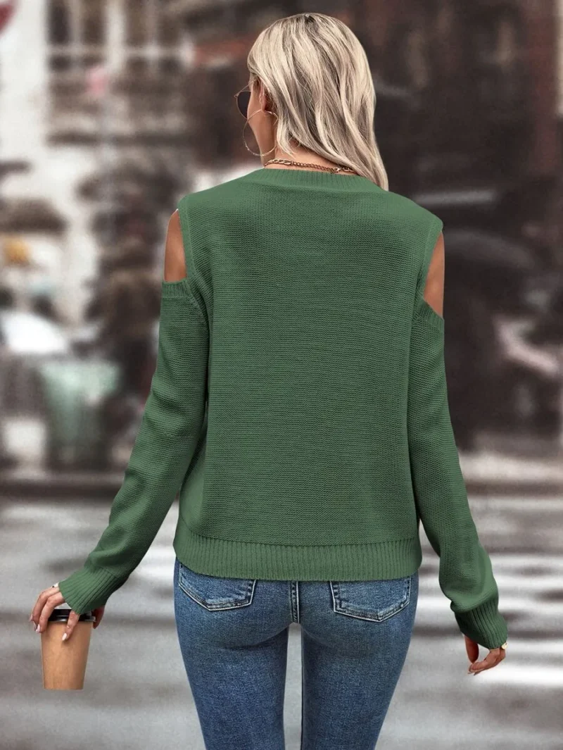 Cold Shoulder Cable Knit Sweater