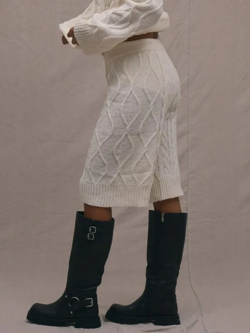 Cable Knit Drawstring Shorts