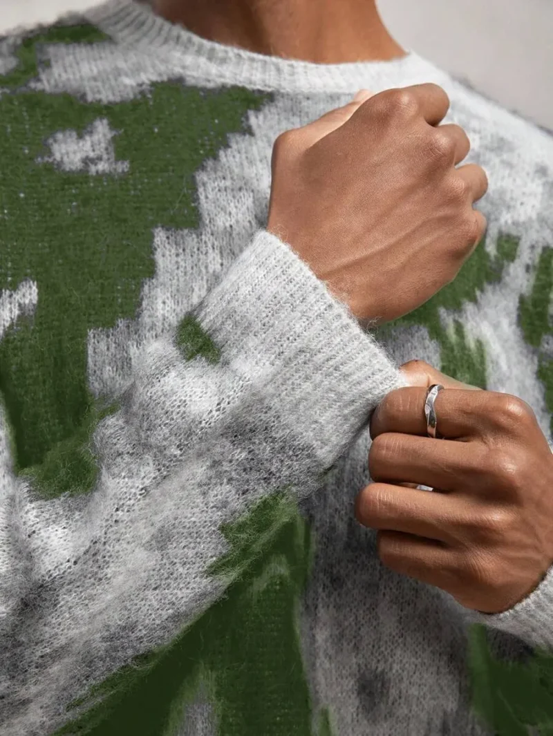 Casual Men's Loose Drop Shoulder Crew Neck Long Sleeve Knit Sweater