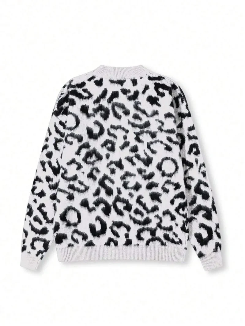 Leopard Patchwork Mohair Men Sweater