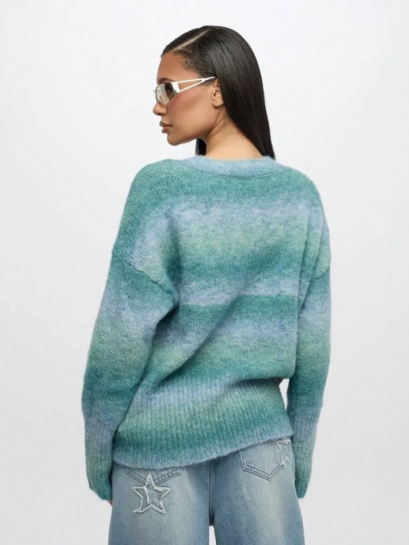 Mohair Blend V Neck Sweater Soft Winter Knitwear
