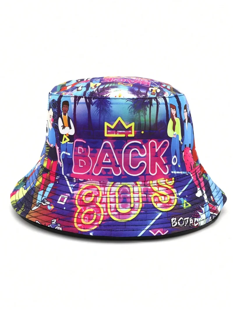 90s 80s Pattern Reversible Bucket Hat