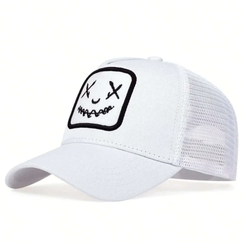 Face Embroidered Truck Driver Cap