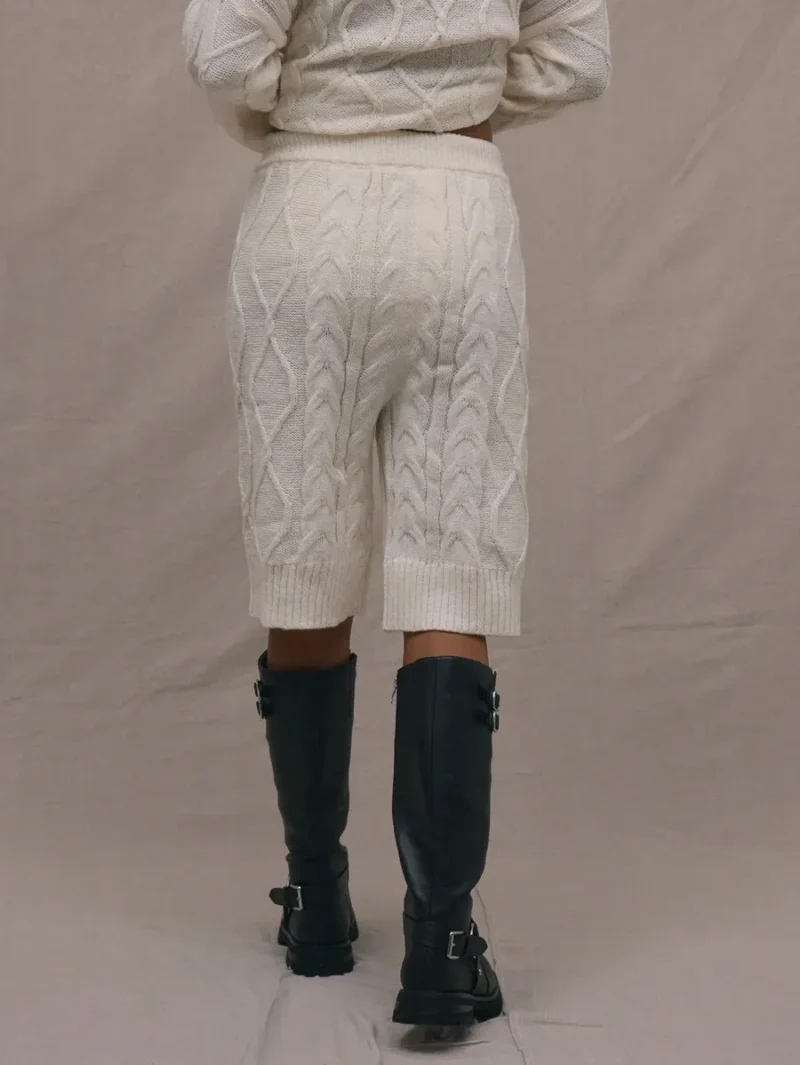 Cable Knit Drawstring Shorts