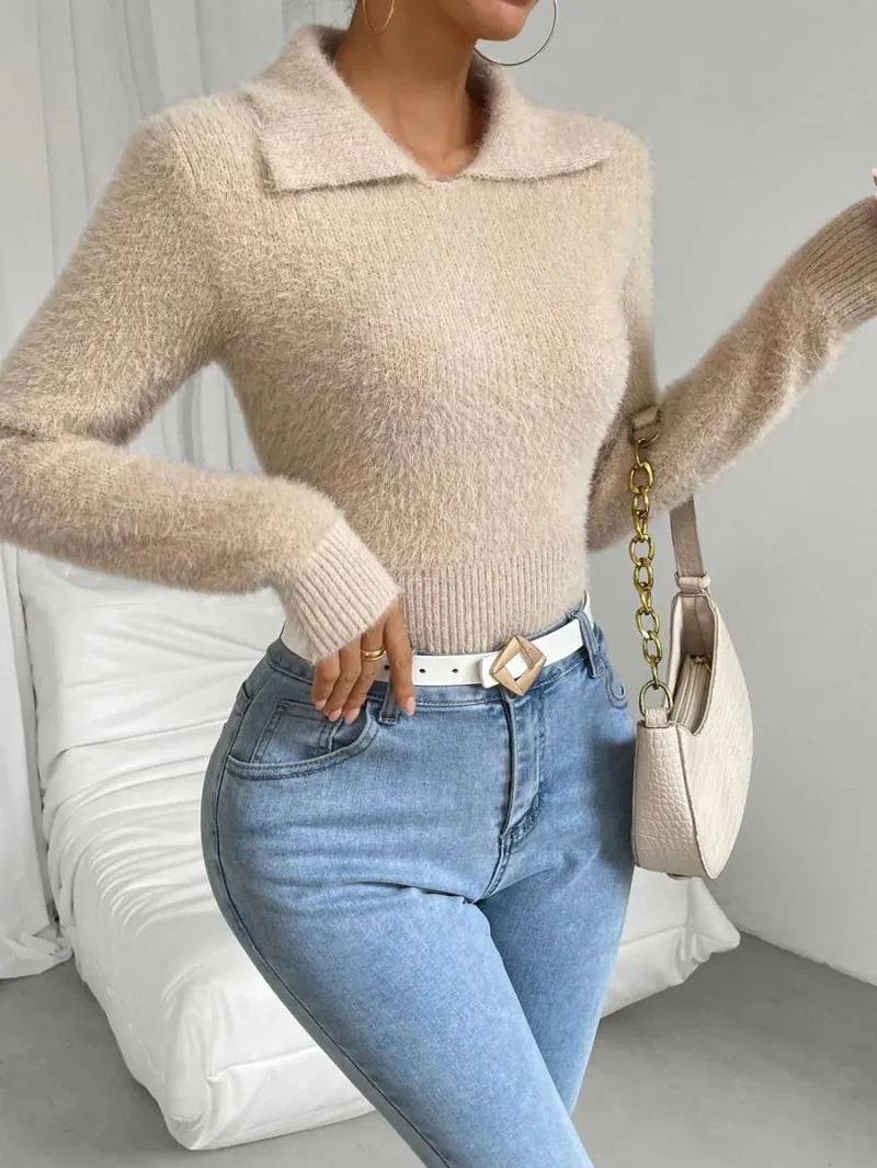 Solid Fuzzy Knit Sweater