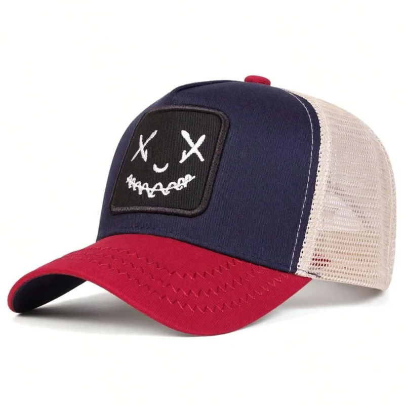 Face Embroidered Truck Driver Cap
