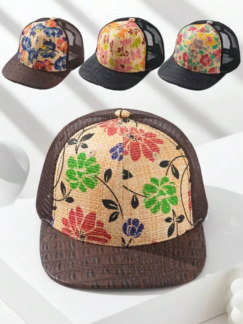 Floral Print Breathable Mesh Trucker Hat