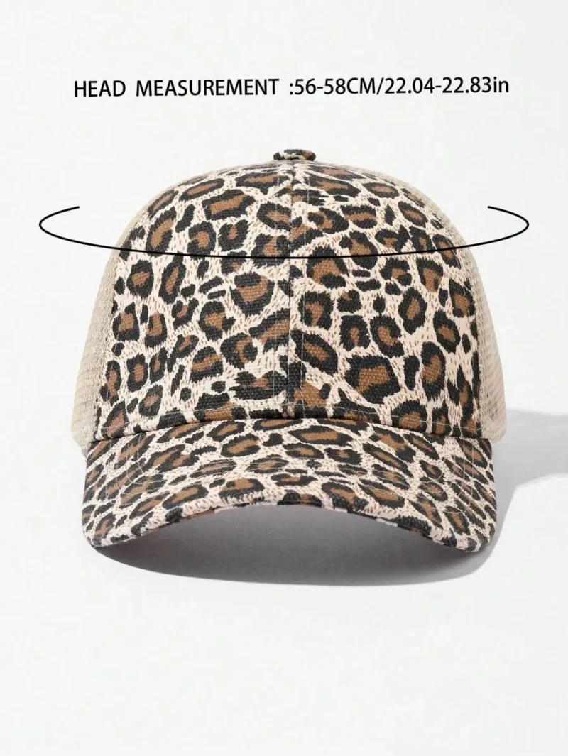 Leopard Print Ponytail Trucker Cap