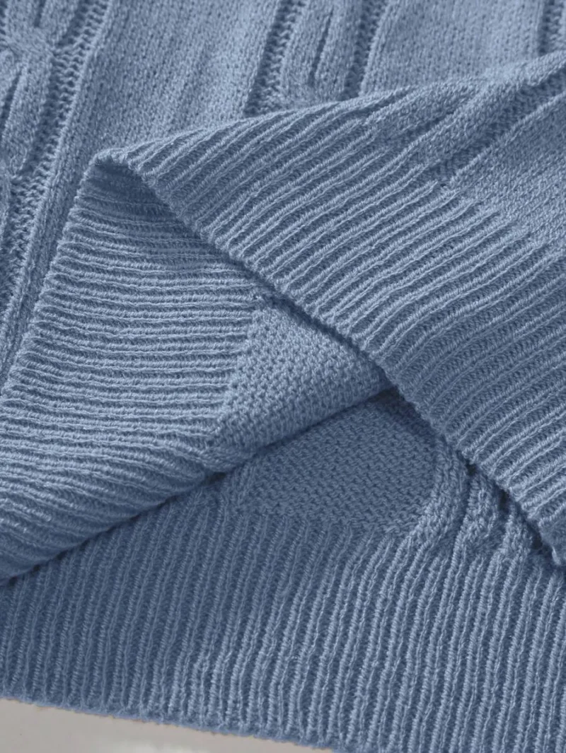 Solid Color Polo Shirt With Lapel Collar Knitted Top