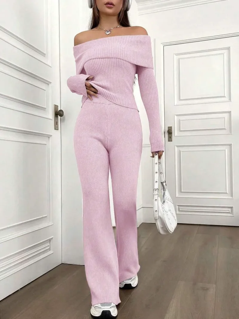Long Sleeve Sweater And Knitted Pants Set