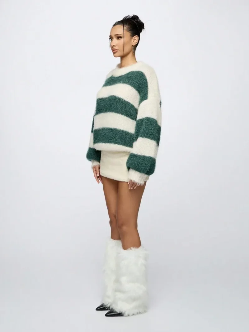 Knit Oversized Striped Pullover Winter Sweater
