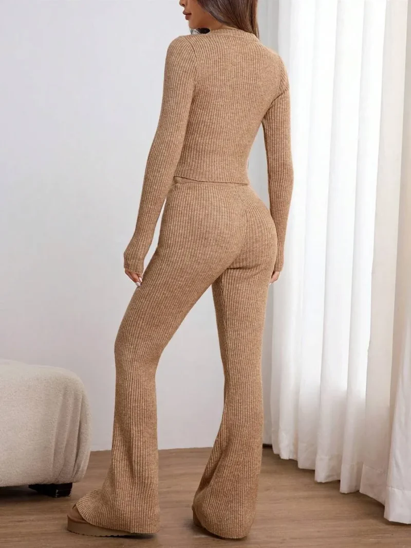 Crew Neck Long Sleeve Top And Pants Knit Sweater