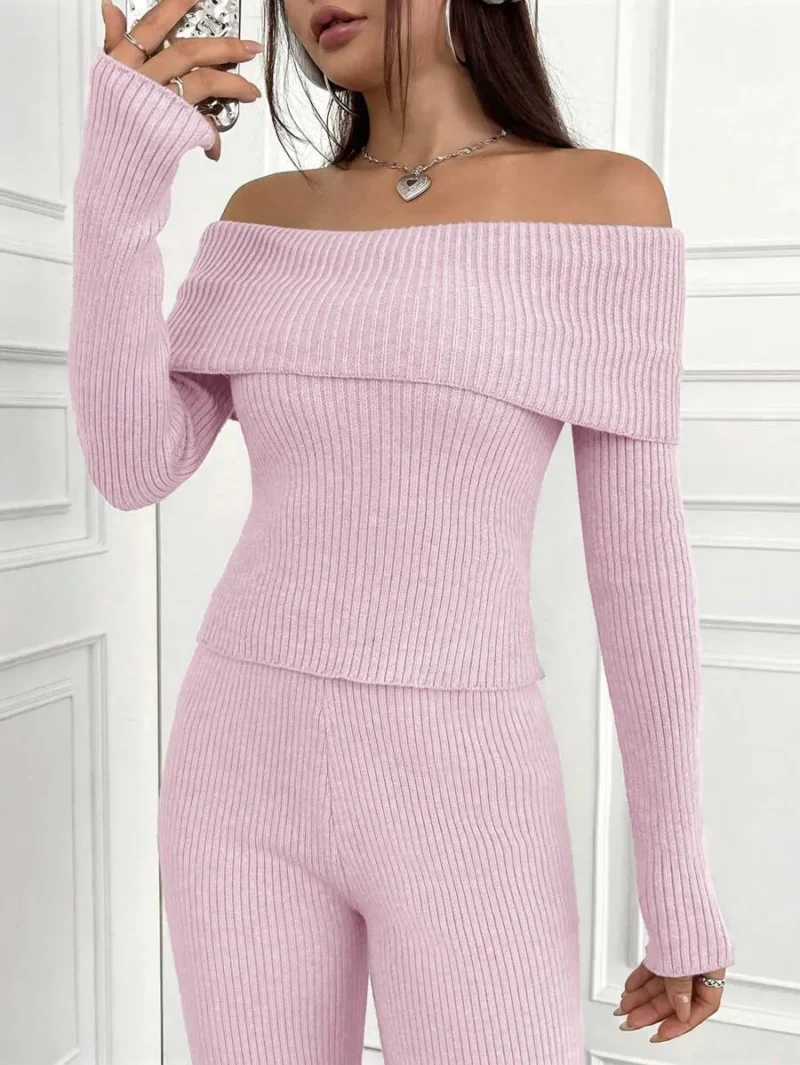 Long Sleeve Sweater And Knitted Pants Set