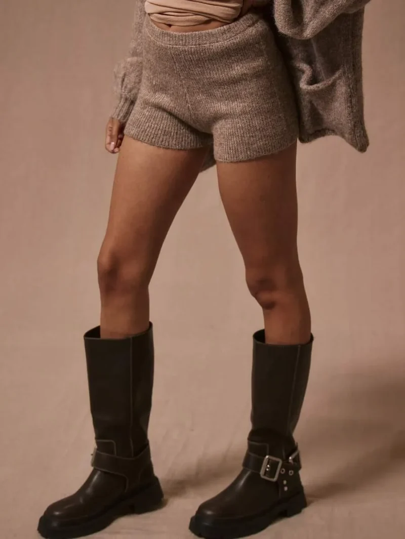 Western Knit Mini Sweater Shorts
