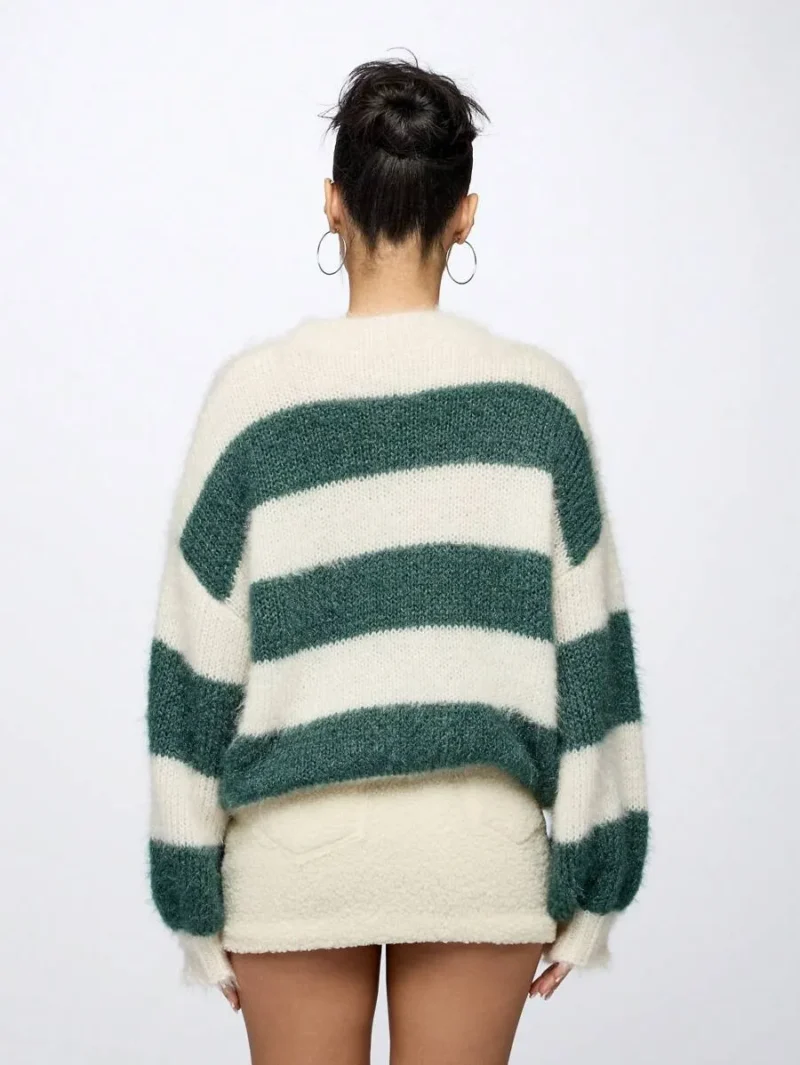 Knit Oversized Striped Pullover Winter Sweater