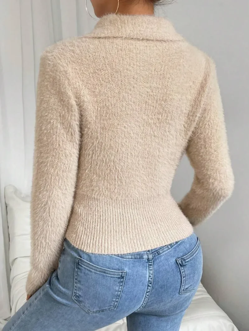 Solid Fuzzy Knit Sweater