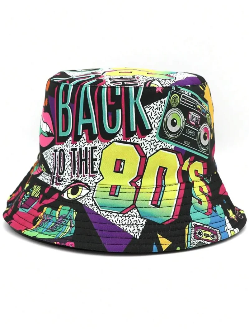 90s 80s Pattern Reversible Bucket Hat