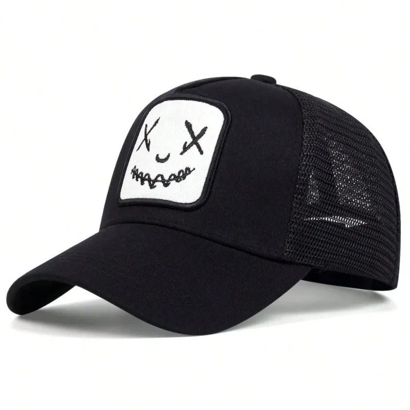 Face Embroidered Truck Driver Cap