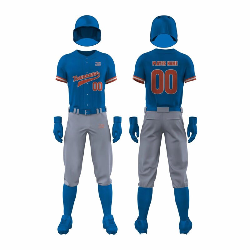 Blue and Grey Softball Uniform
