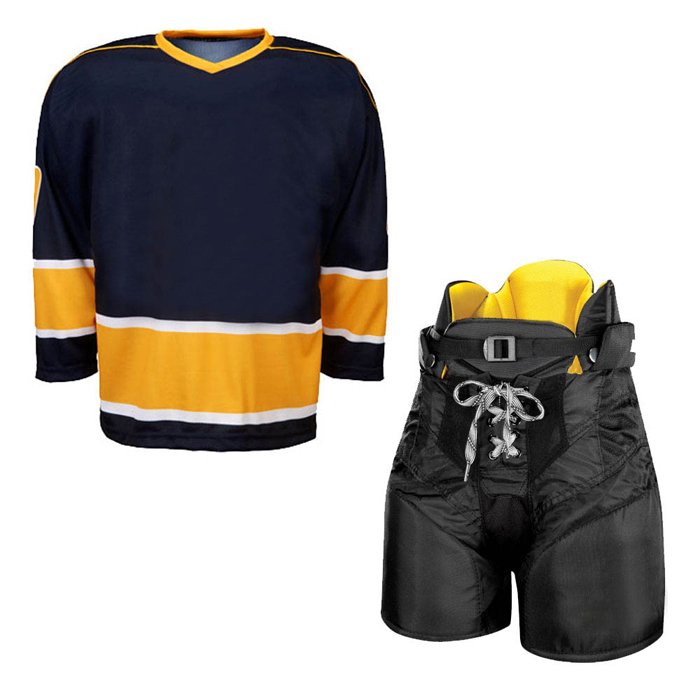 Blue and Yellow Ice Hockey Uniform