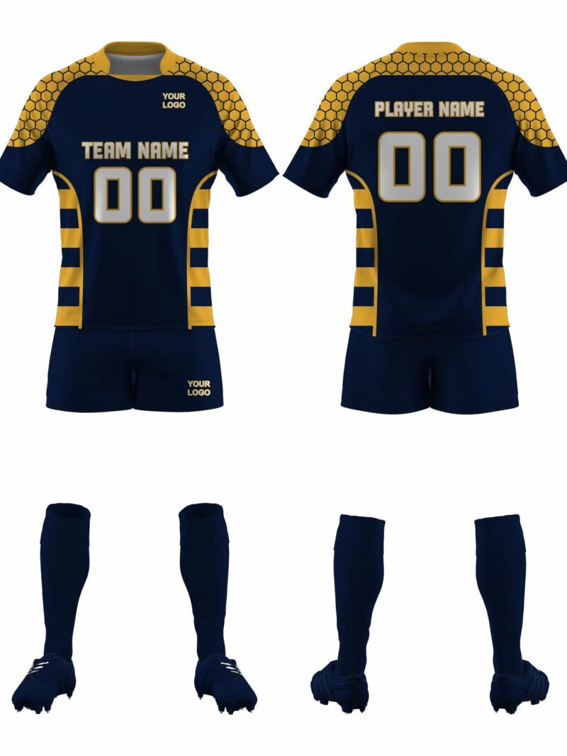Dark Blue and Yellow Lacrosse Uniform