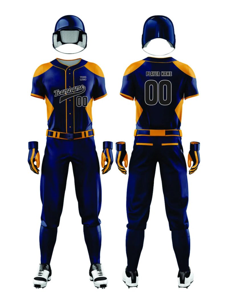 Dark Blue and Yellow Softball Uniform