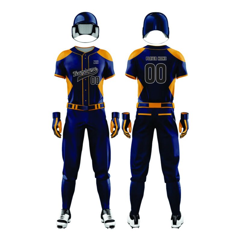 Dark Blue and Yellow Softball Uniform