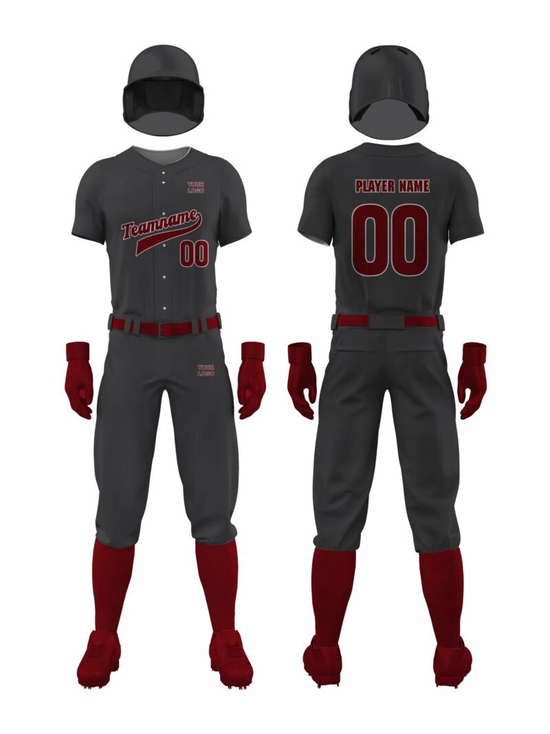 Grey and Maroon Softball Uniform